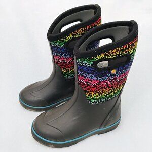 Bogs Classic II Rainbow Kids Size 3 - Black Insulated Waterproof Boots 72945-009